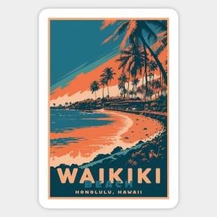 Hawaii Vintage Retro Travel Poster Sticker